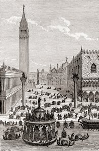Näkymä Pyhän Markuksen aukiolle, Venetsia, Italia